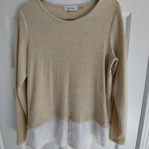 Calvin Klein Gold Sweater with Shear Shirt Bottom